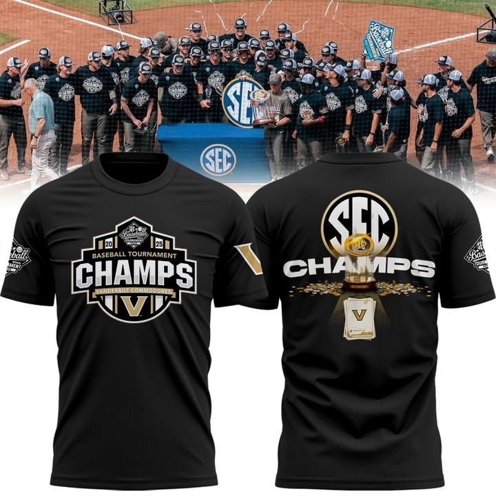 Vanderbilt Baseball 2025 SEC Baseball Tournament Champions Shirt Vandyboys Fan Clothing
