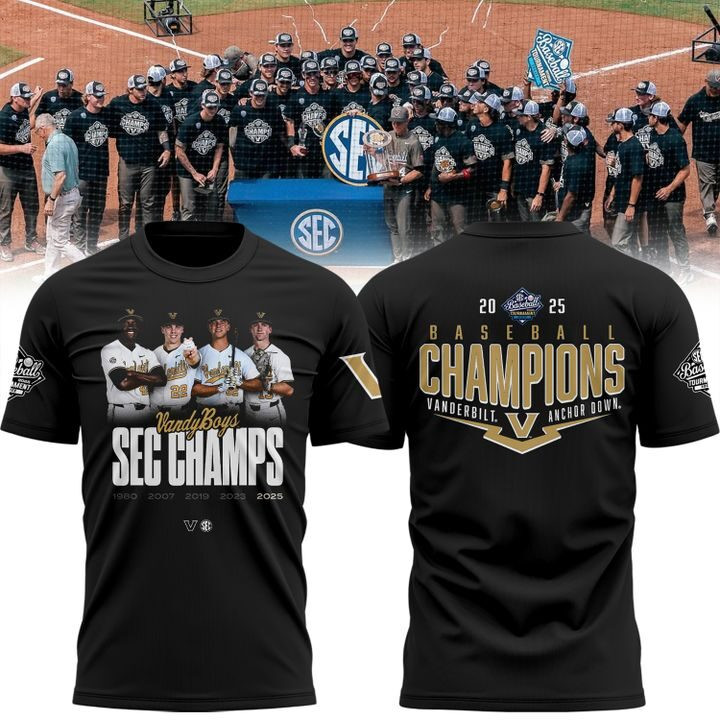 Vanderbilt Baseball 2025 SEC Baseball Tournament Champions Shirt Vandyboys Unique Fan Gifts
