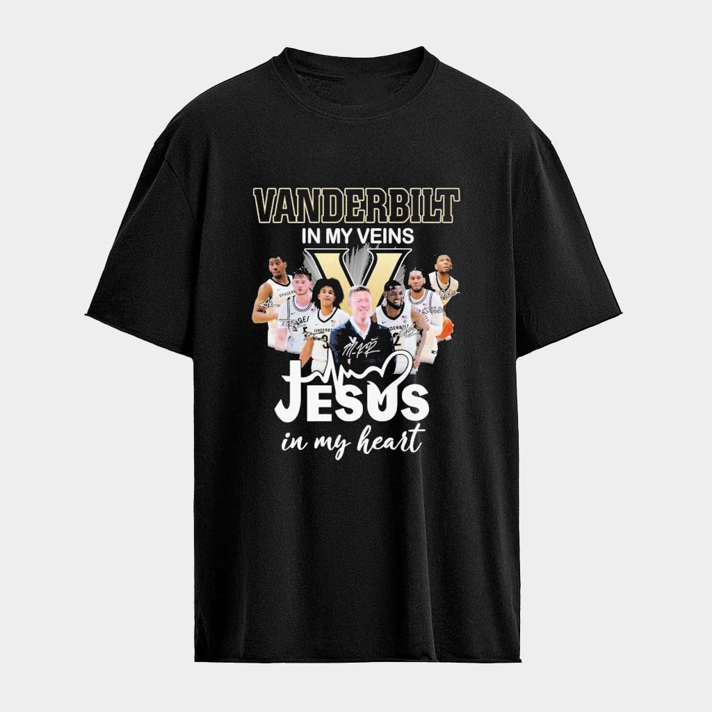 Vanderbilt Football In My Veins Jesus In My Heart T-shirt Football Fan Gift Ideas