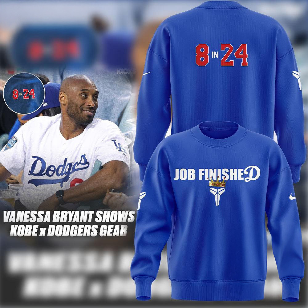 Vanessa Bryant Shares Kobe x Los Angeles Dodgers Apparel After World Series Win Blue Sweatshirt