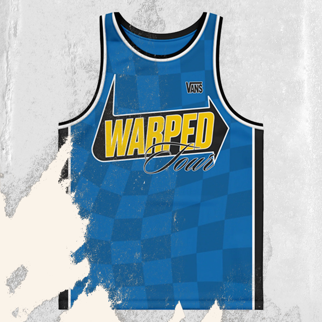 Vans Warped Merch Checkered Blue Basketball Jersey Vans Warped Tour Merch Gifts For Him