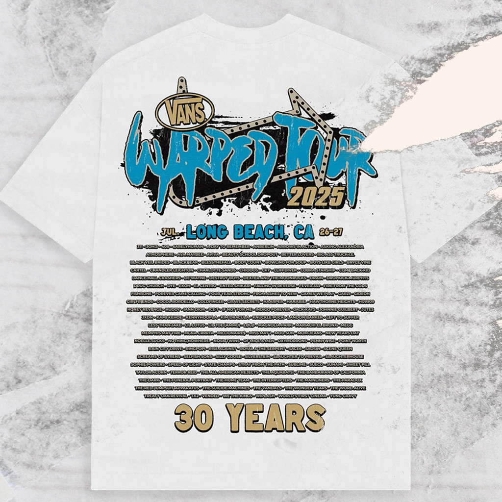 Vans Warped Merch Vans Warped Tour Long Beach Official Lineup White T-Shirt Gift For Music Fans