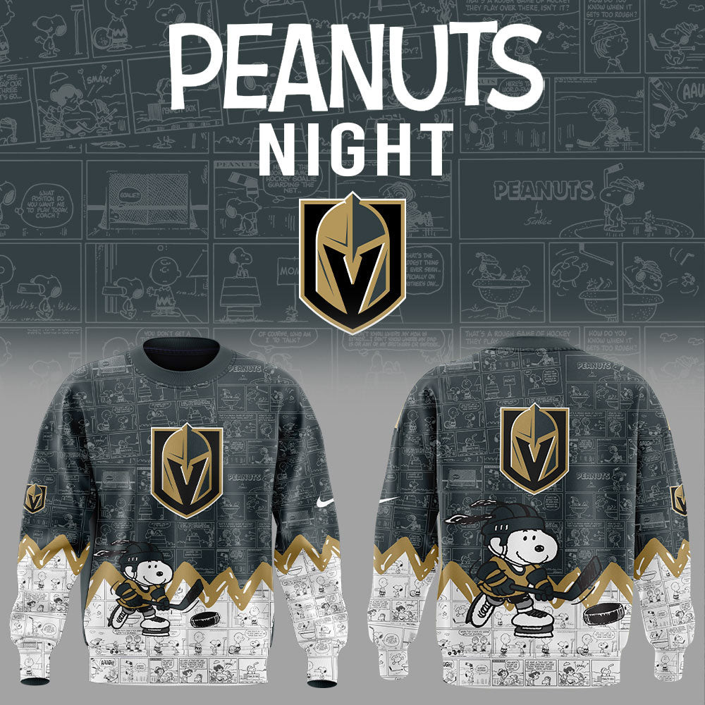Vegas Golden Knights 75Th Anniversary Peanuts Night Sweatshirt Snoopy Ice Hockey Fan Merch
