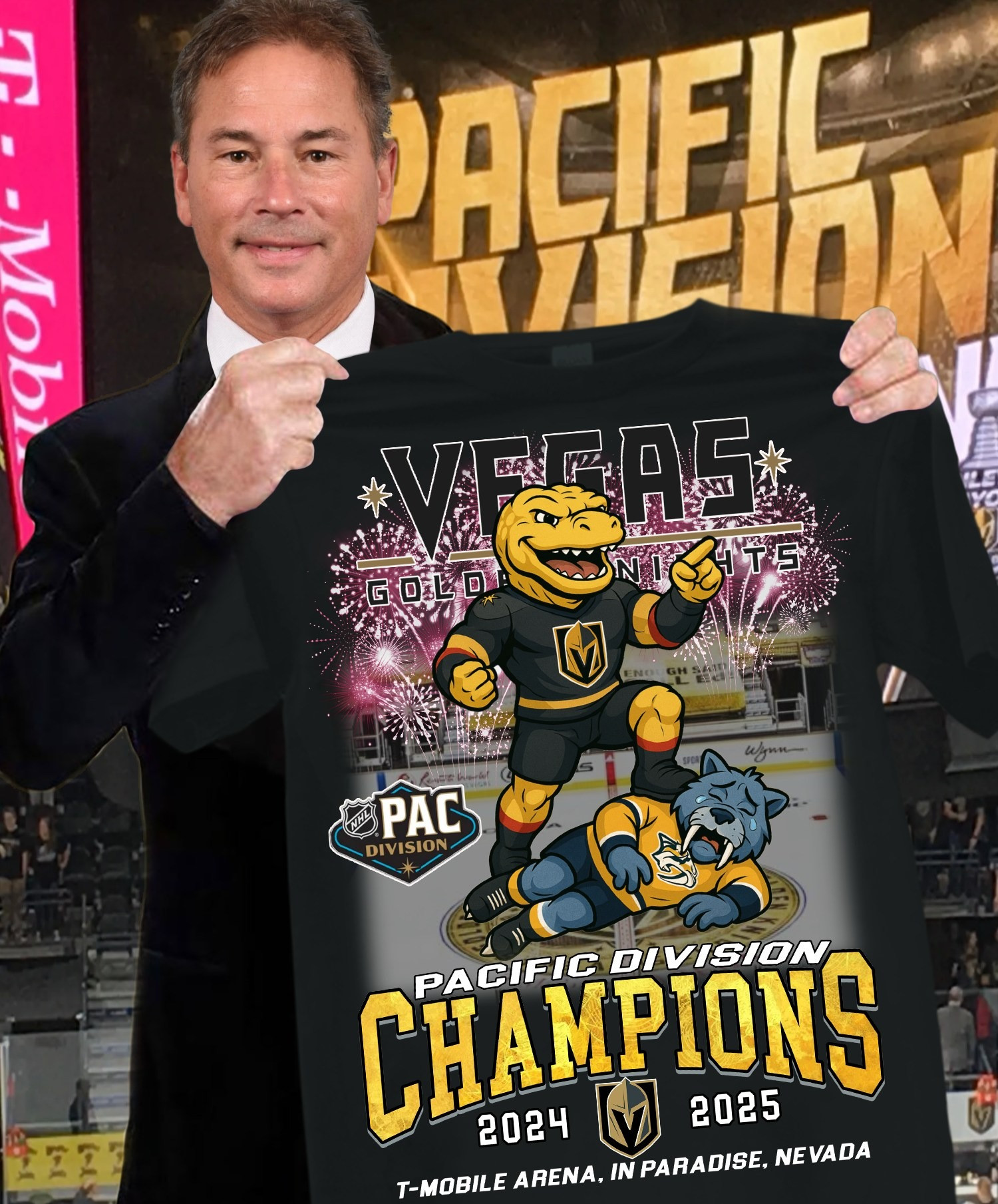 Vegas Golden Knights Pacific Division Champions 2024 2025 Mascot Shirt Gift For Fans