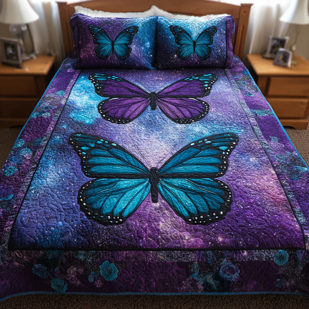 Velvet Butterfly Quilted Bedding Set Duvet Cover Bed Sheet Set Gifts With Butterfly Theme