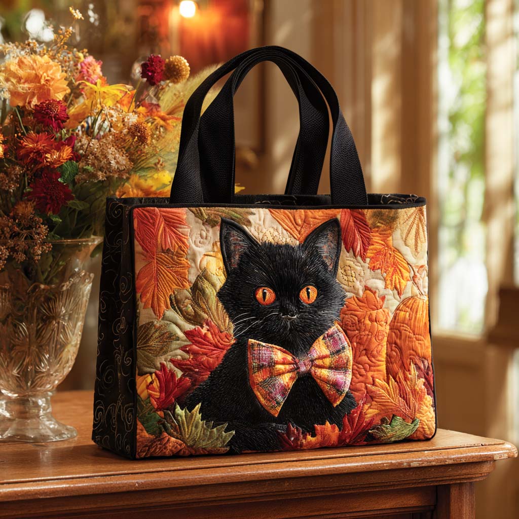 Velvet Cat Eyes Quilted Tote Bag Funny Cat Presents