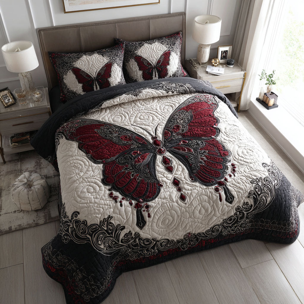 Velvet Emberwing Quilted Bedding Set Duvet Cover Bed Sheet Set Unusual Butterfly Gifts