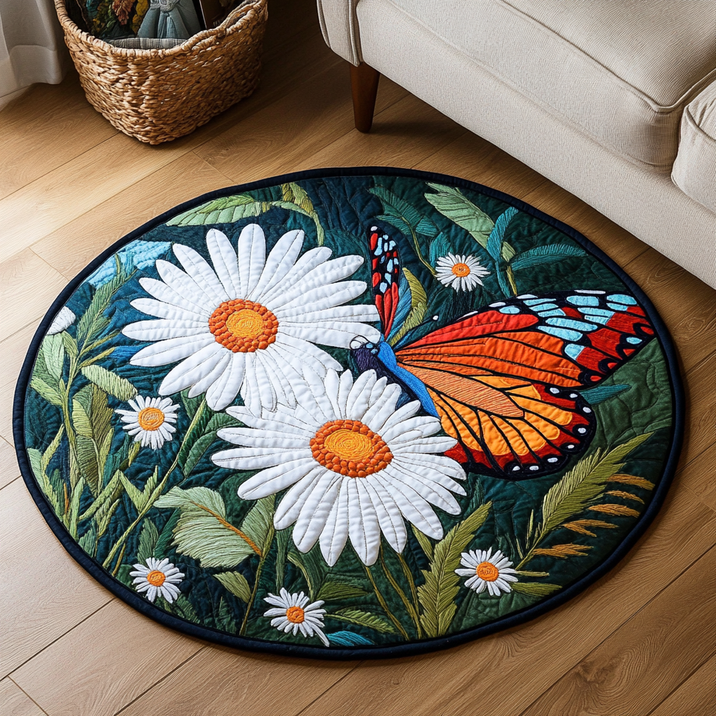 Velvet Flutter Quilted Round Mat Front Door Decor Great Butterfly Lover Gift Ideas