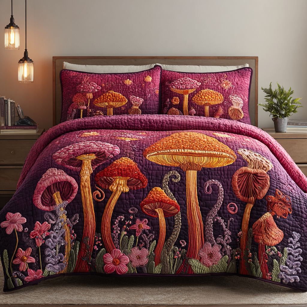 Velvet Forest Quilted Bedding Set Comfortable Microfiber Bedding Set for Everyday Use