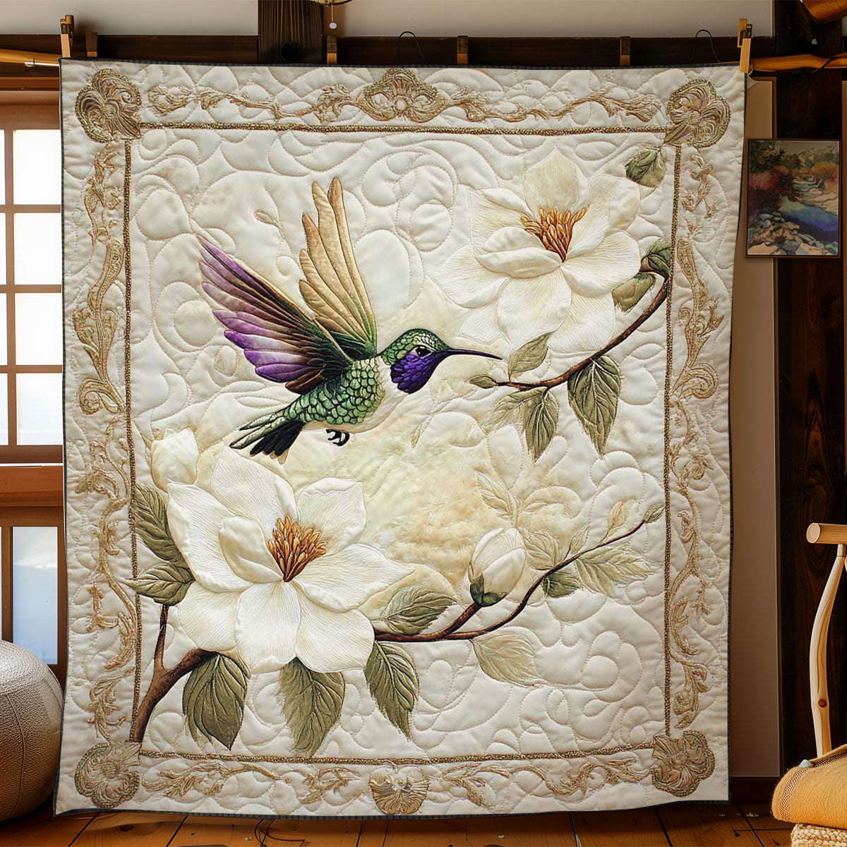 Velvet Hummingbird Quilt Premium Quilt Blanket Gift for Cozy Winter Nights