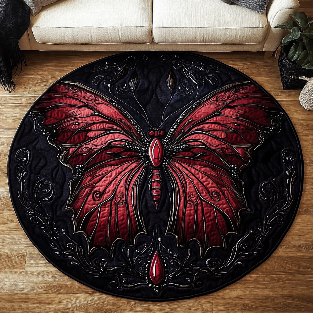 Velvet Monarch Quilted Round Mat Front Door Entryway Ideas Novelty Butterfly Presents