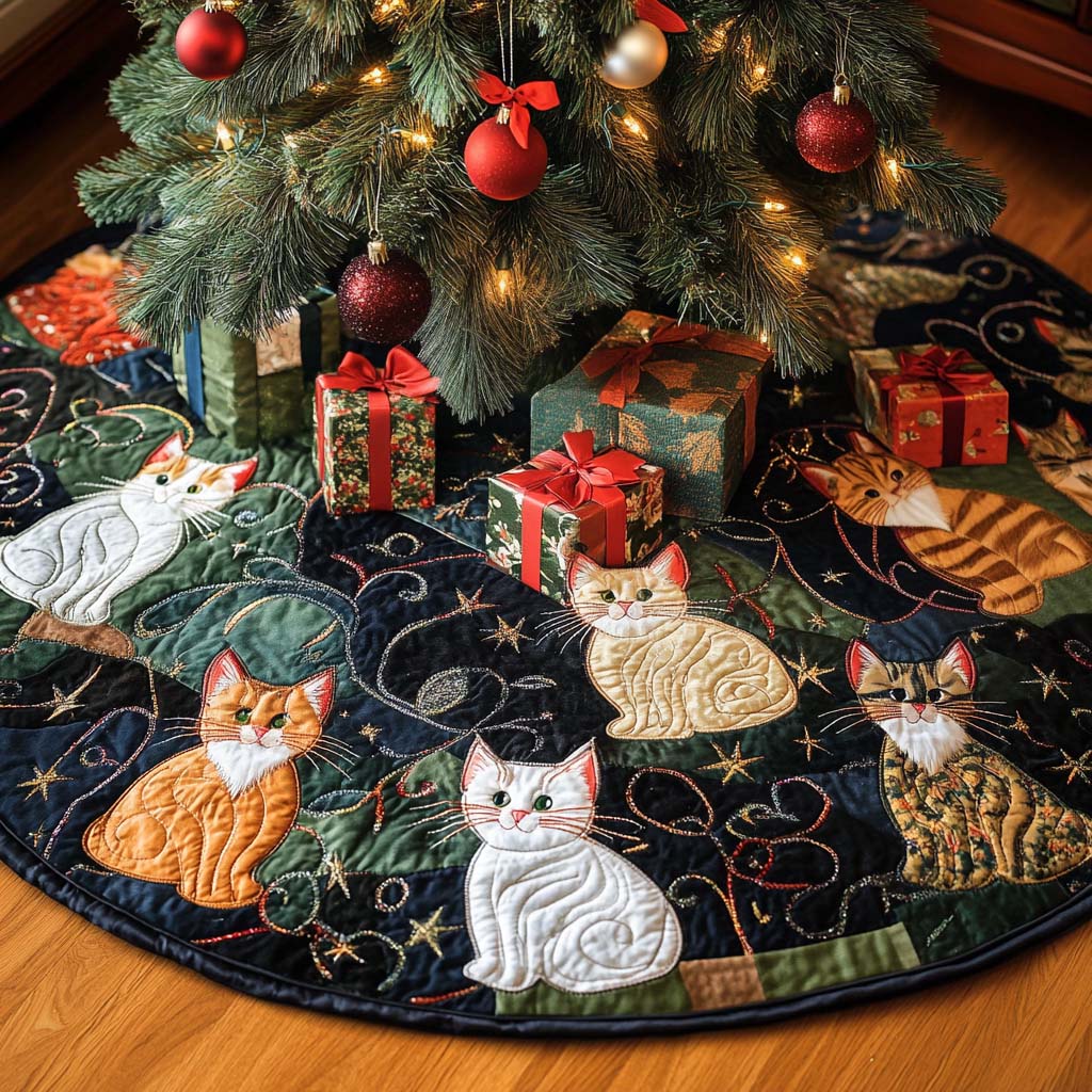 Velvet Paws Christmas Quilted Tree Skirt Christmas Tree Surround Grandmother Xmas Gifts