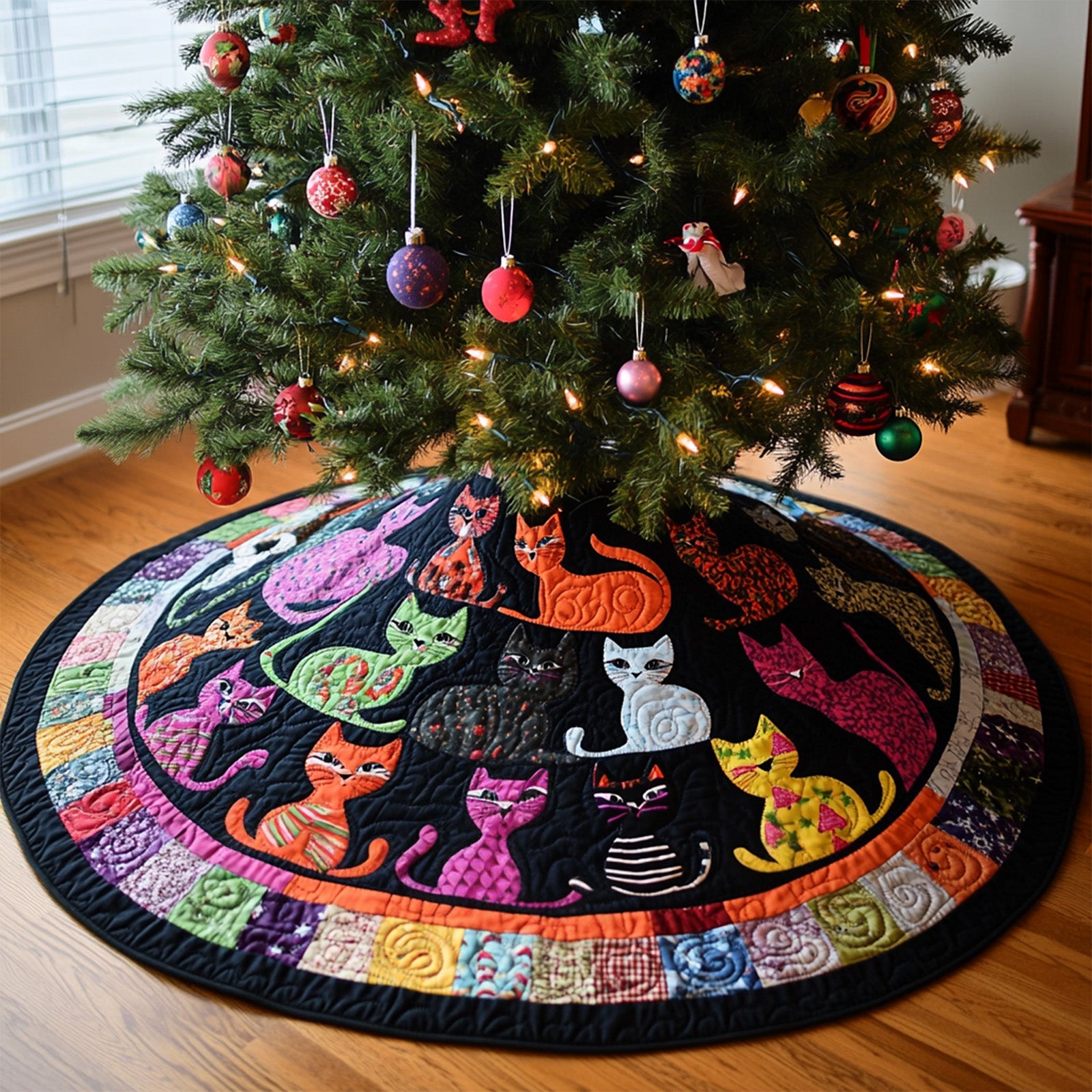Velvet Paws Quilted Christmas Tree Skirt Festive Christmas Home Styling Festive Tree Base Cover