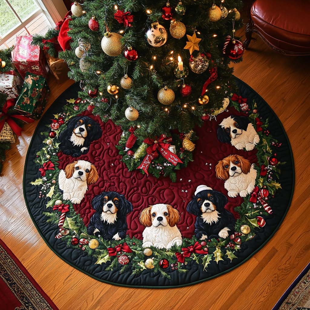 Velvet Paws Quilted Christmas Tree Skirt Xmas Tree Decor Unique Dog Presents
