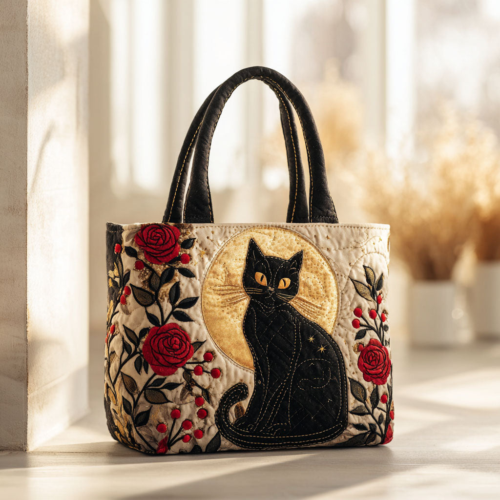 Velvet Rose Quilted Tote Bag Great Cat Lover Gifts