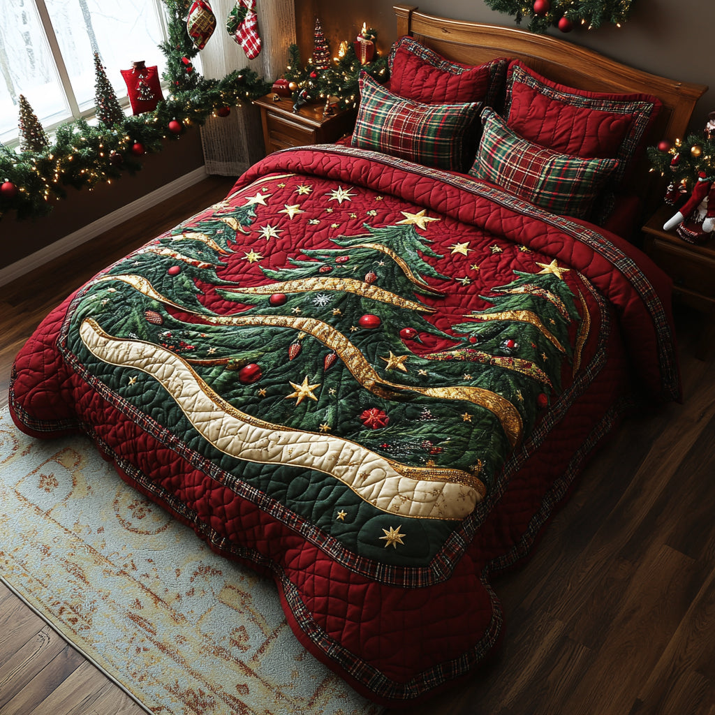 Velvet Tree Quilted Bedding Set Best Holiday Duvet Covers Christmas Presents For Mum