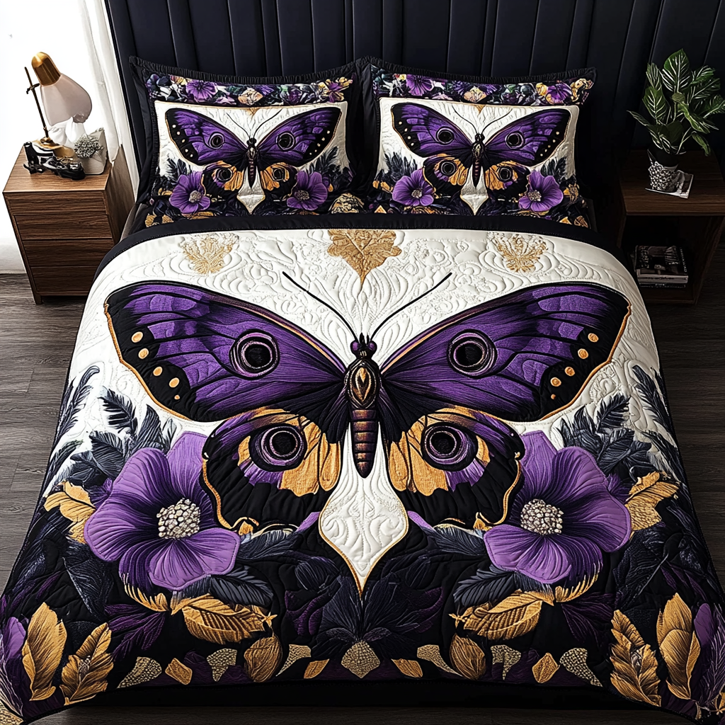 Velvet Wings Quilted Bedding Set Bed Decor Butterfly Gifts For Friends