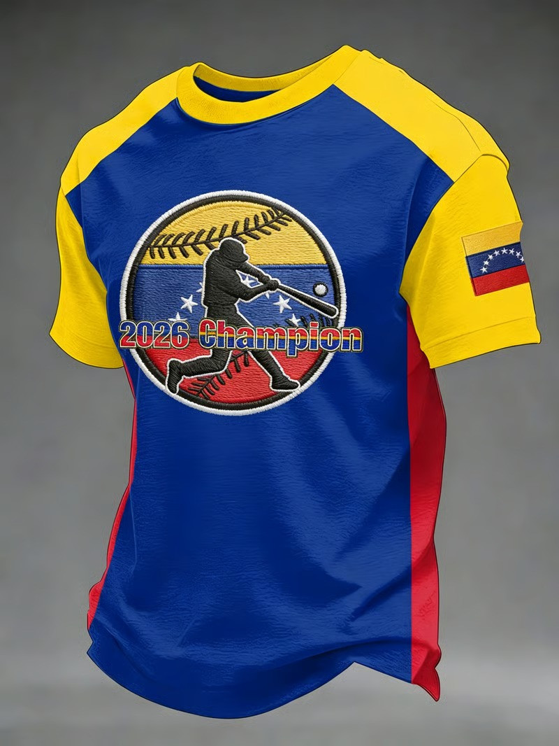 Venezuela 2026 Champion Baseball T-Shirt WBC Batter Silhouette Fan Gear Gift For Baseball Supporters