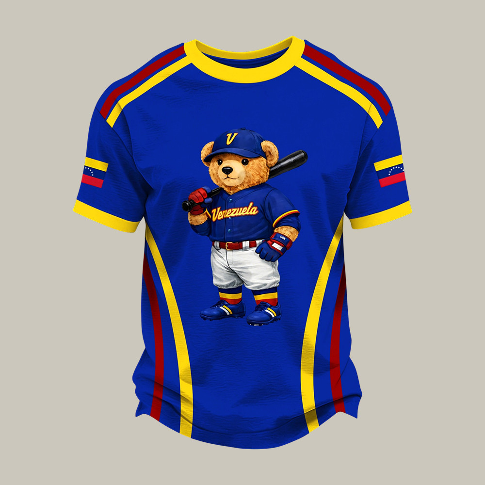 Venezuela 2026 WBC Champions Jersey Bear T-Shirt Baseball Clothes Game Day Gear