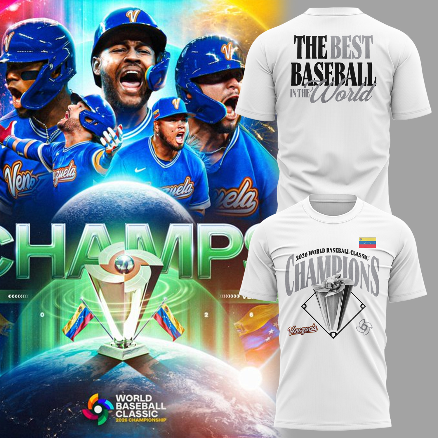 Venezuela 2026 WBC Champions T-Shirt The Best Baseball In The World Shirt Baseball Gear