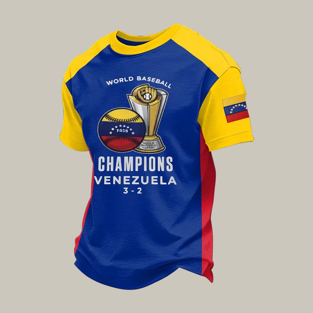 Venezuela 2026 WBC Champions T-Shirt Venezuela 3 2 Shirt Baseball Gear