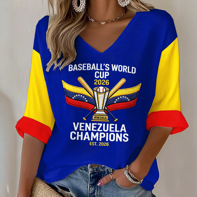 Venezuela 2026 WBC Champions V-Neck Long Sleeve Shirt Baseball Clothing Present For Mother