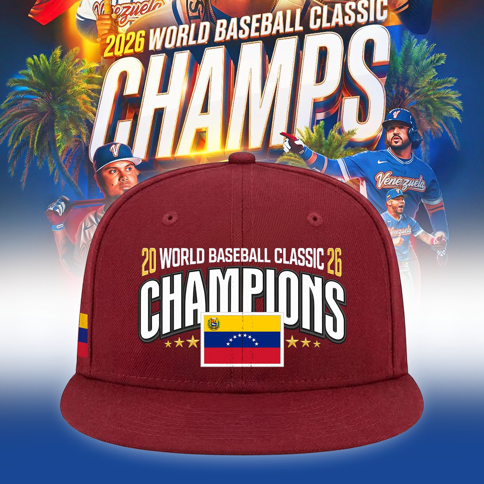 Venezuela 2026 World Baseball Classic Champions Hat Venezuela 2026 WBC Merch Game Day Gear