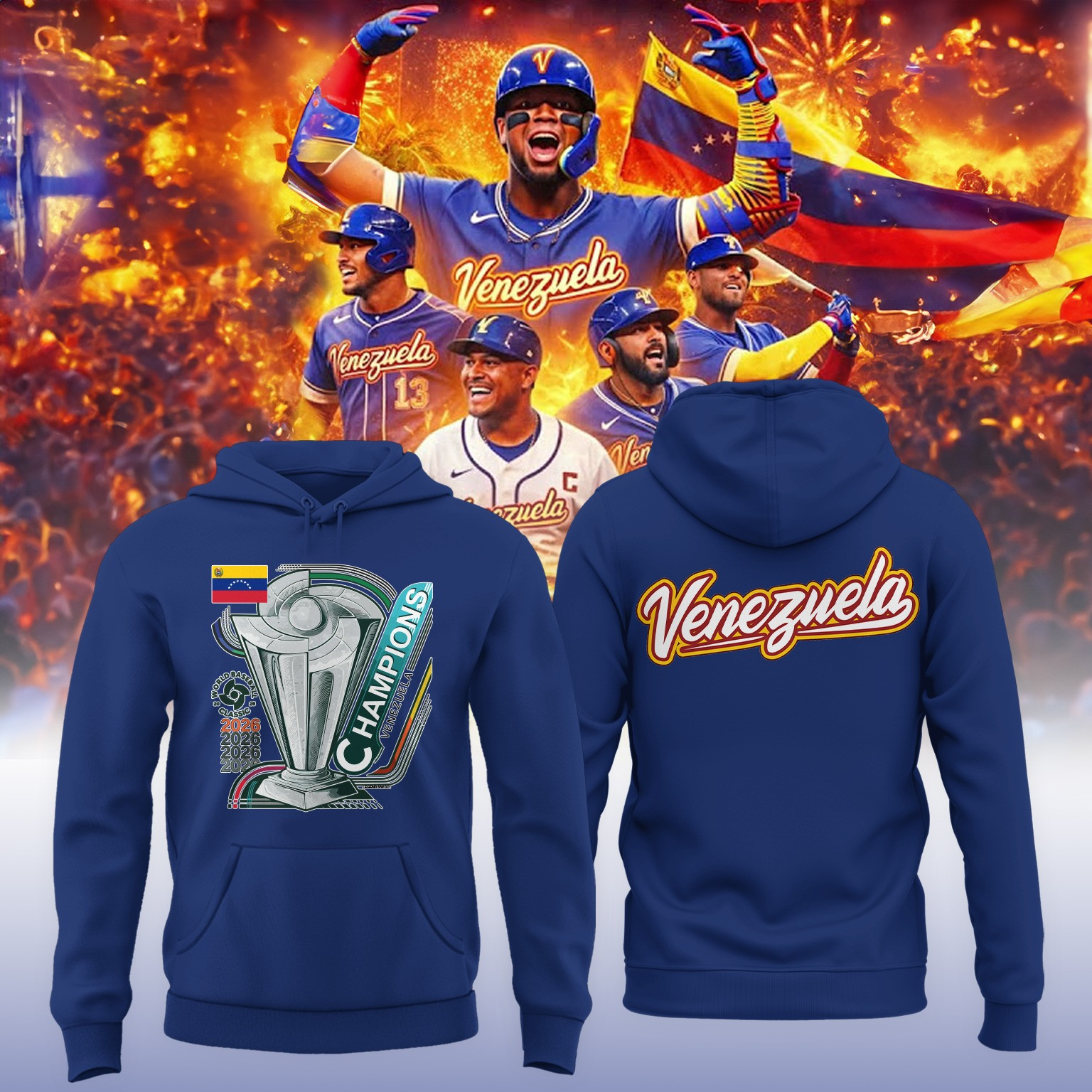 Venezuela 2026 World Baseball Classic Champions Hoodie Venezuela 2026 WBC Apparel