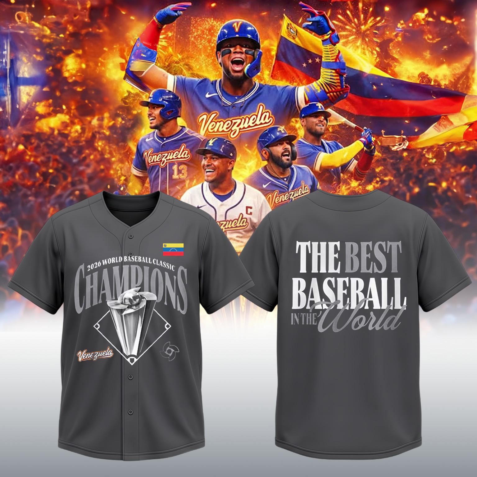 Venezuela 2026 World Baseball Classic Champions Jersey Game Day Clothing Fan Gift Idea
