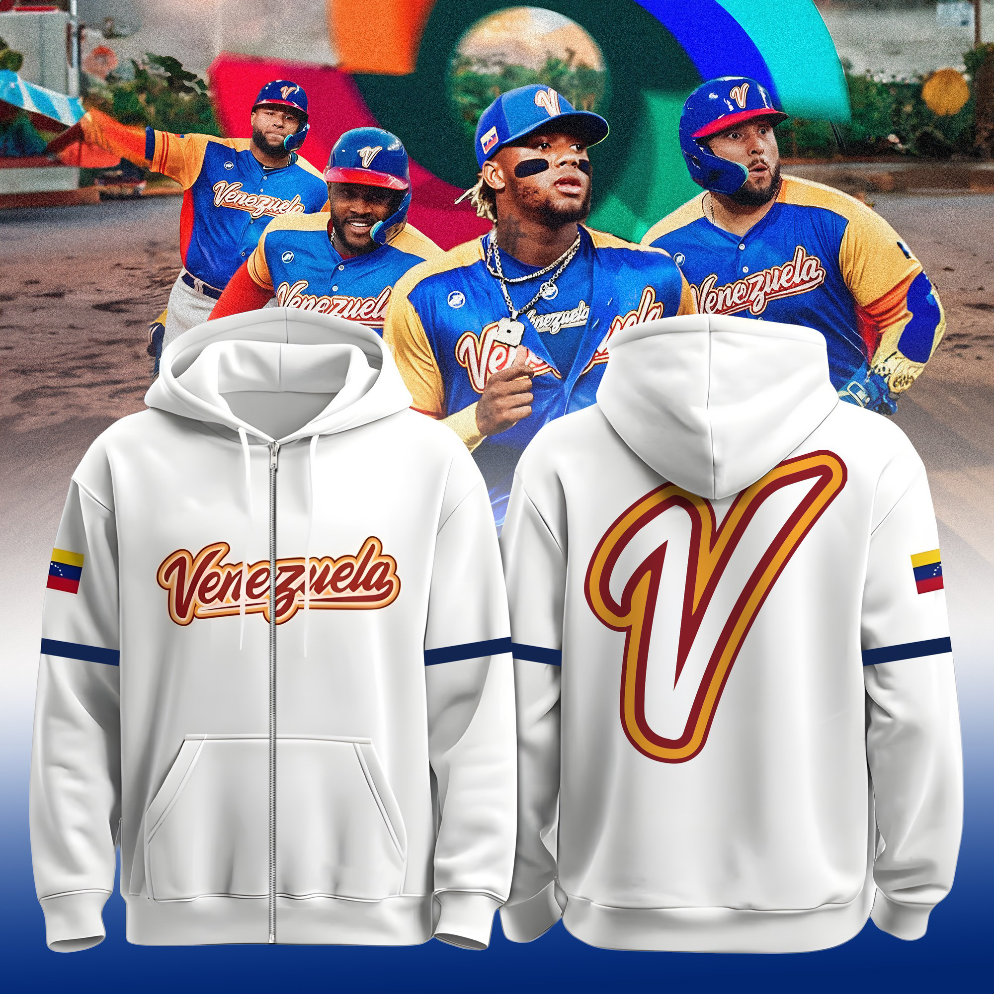 Venezuela 2026 World Baseball Classic Zip Hoodie Game Day Clothing Line Fan Gear