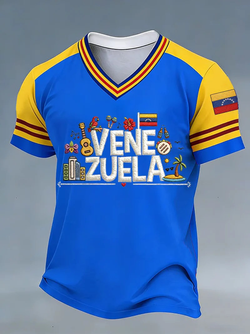 Venezuela V-Neck Shirt WBC 2026 Baseball Fan Gear Cultural Pride Gift For Venezuelan Heritage Fans