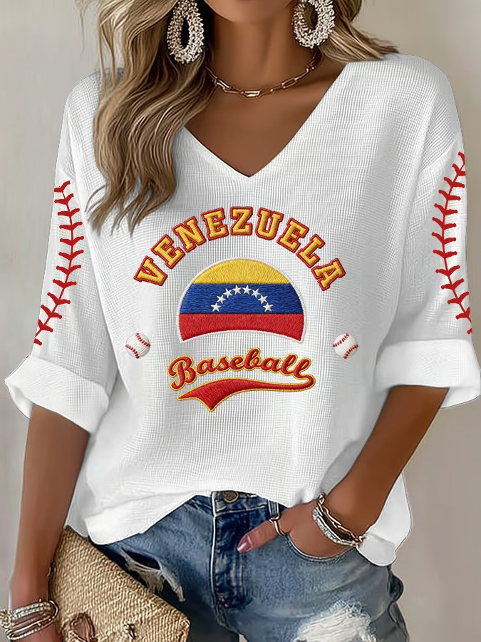Venezuela WBC 2026 Champion Long Sleeve V-Neck Shirt Baseball Fan Best Gift For Baseball Lovers