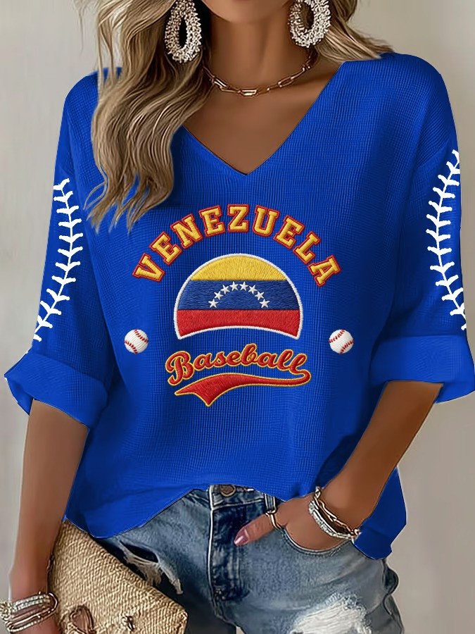 Venezuela WBC 2026 Champion Long Sleeve V-Neck Shirt Baseball Pride Fan Gear Patriotic Best Gift For Supporters