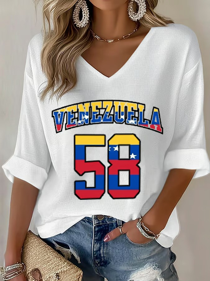 Venezuela WBC 2026 Champion Long Sleeve V-Neck Shirt Fan Gear Best Gift For Baseball Supporters