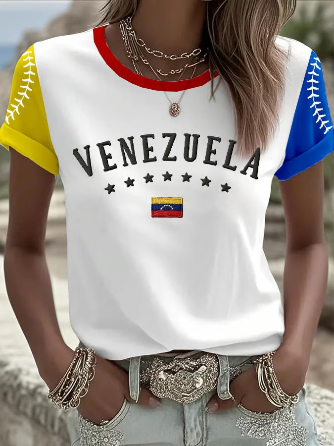 Venezuela WBC 2026 Champion Stars T-Shirt Baseball Stitching Sleeve Fan Gear Gift For Supporters