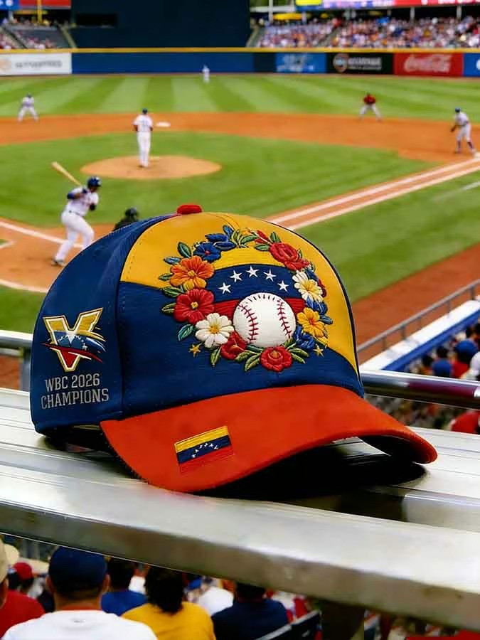 Venezuela WBC 2026 Champions Baseball Hat Floral Embroidery Fan Gear Best Gift For Baseball Lovers