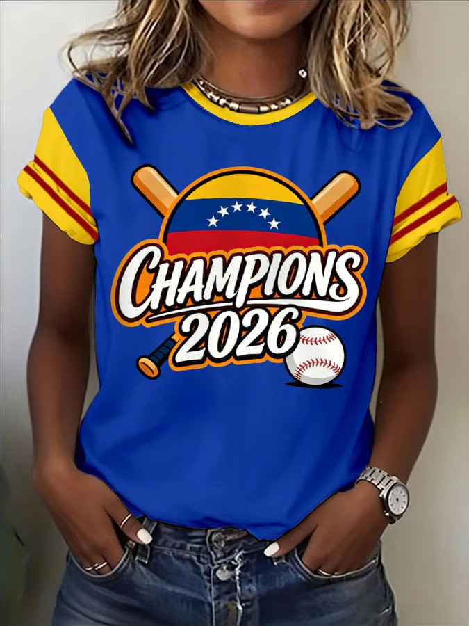 Venezuela WBC 2026 Champions T-Shirt Crossed Bats Baseball Fan Gear Patriotic Gift For Supporters