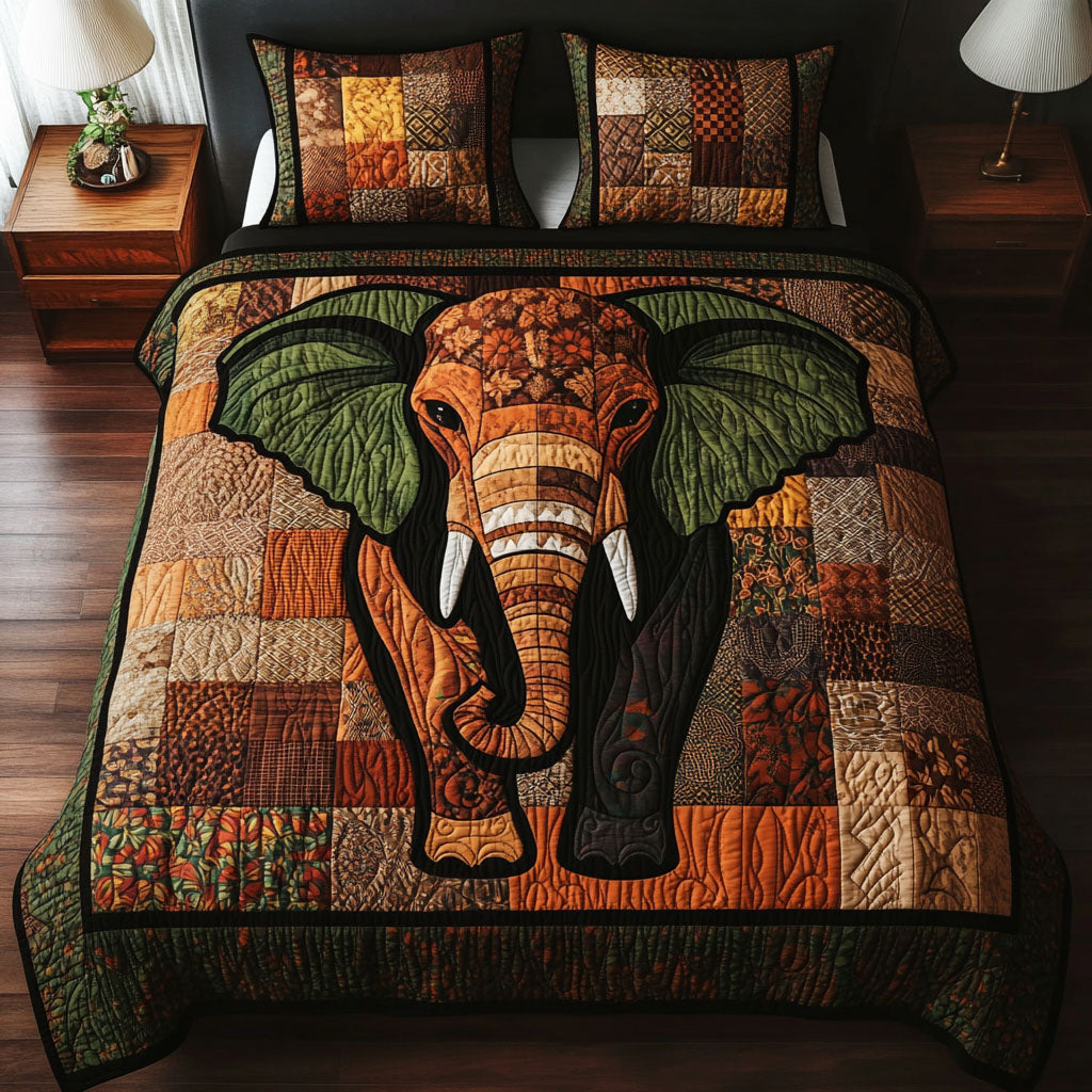 Verdant Giant Quilted Bedding Set Cozy Bedroom Decor Elephant Themed Gifts