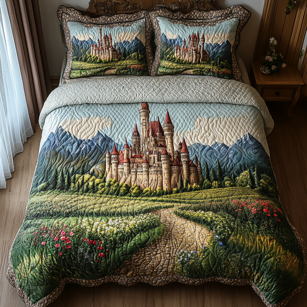 Verdant Haven Quilted Bedding Set Lovely Bedroom Gift Idea for Housewarming