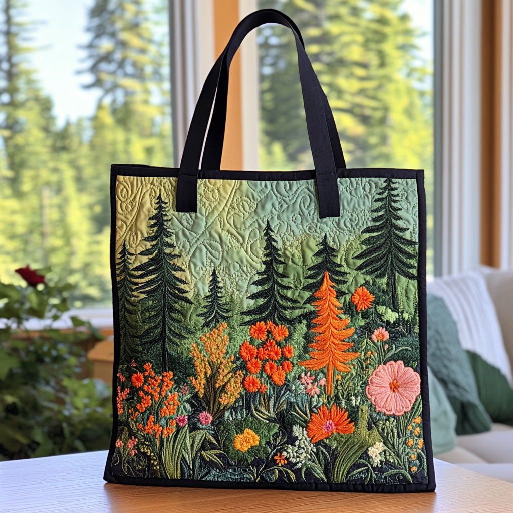 Verdant Peace Quilted Tote Bag Forest Themed Gifts