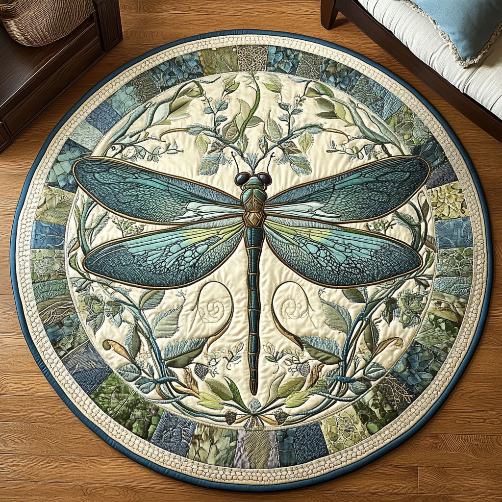 Verdant Quilted Round Mat Home Entrance Decor Ideas Dragonfly Themed Gifts