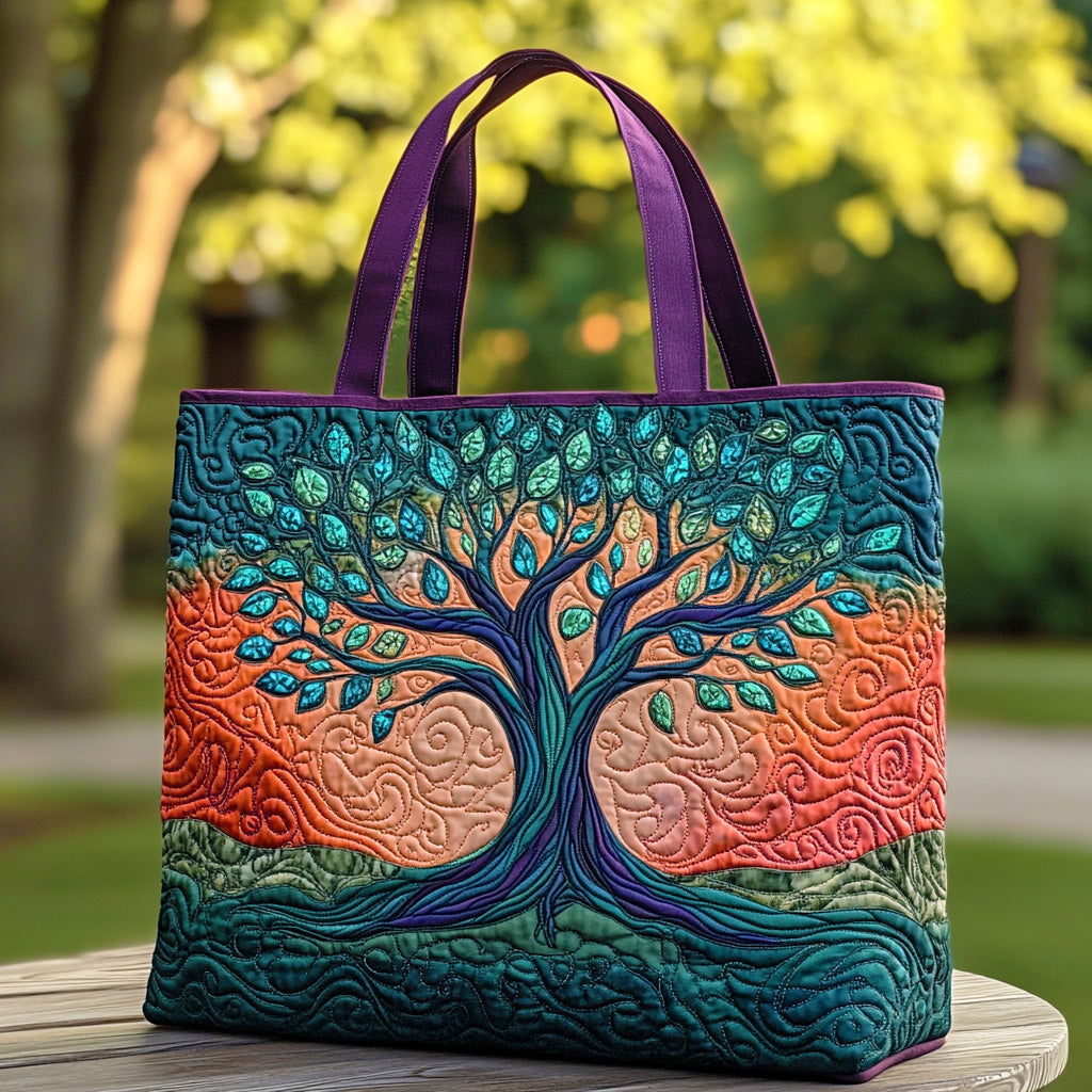 Verdant Spirit Quilted Tote Bag Tree Of Life Gifts For Men