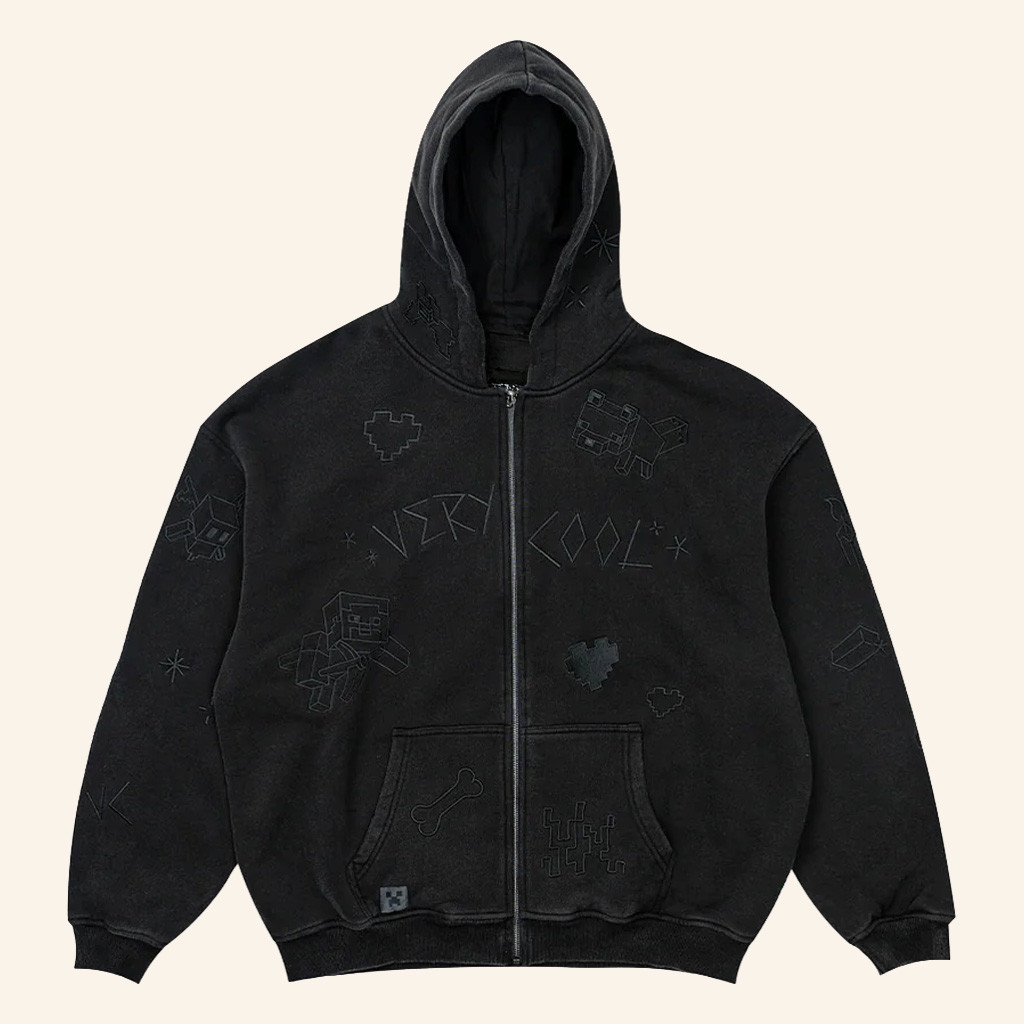 Very Cool X Minecraft Merch Sketch Zip Hoodie Birthday Presents For Girlfriend