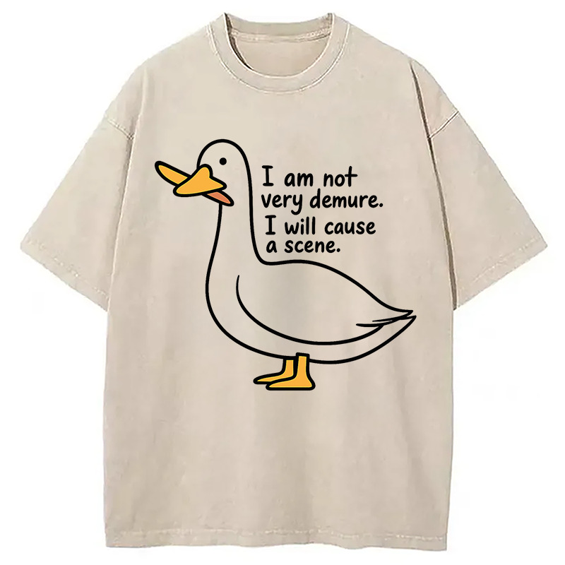 Very Demure Goose Washed T-Shirt Minimal Retro Graphic Clothing Gifts For Sister