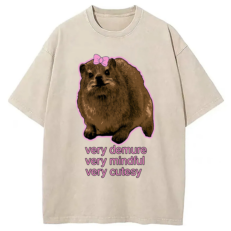 Very Demure Rock Hyrax Washed T-Shirt Trendy Everyday Casual Outfit Gifts For Besties