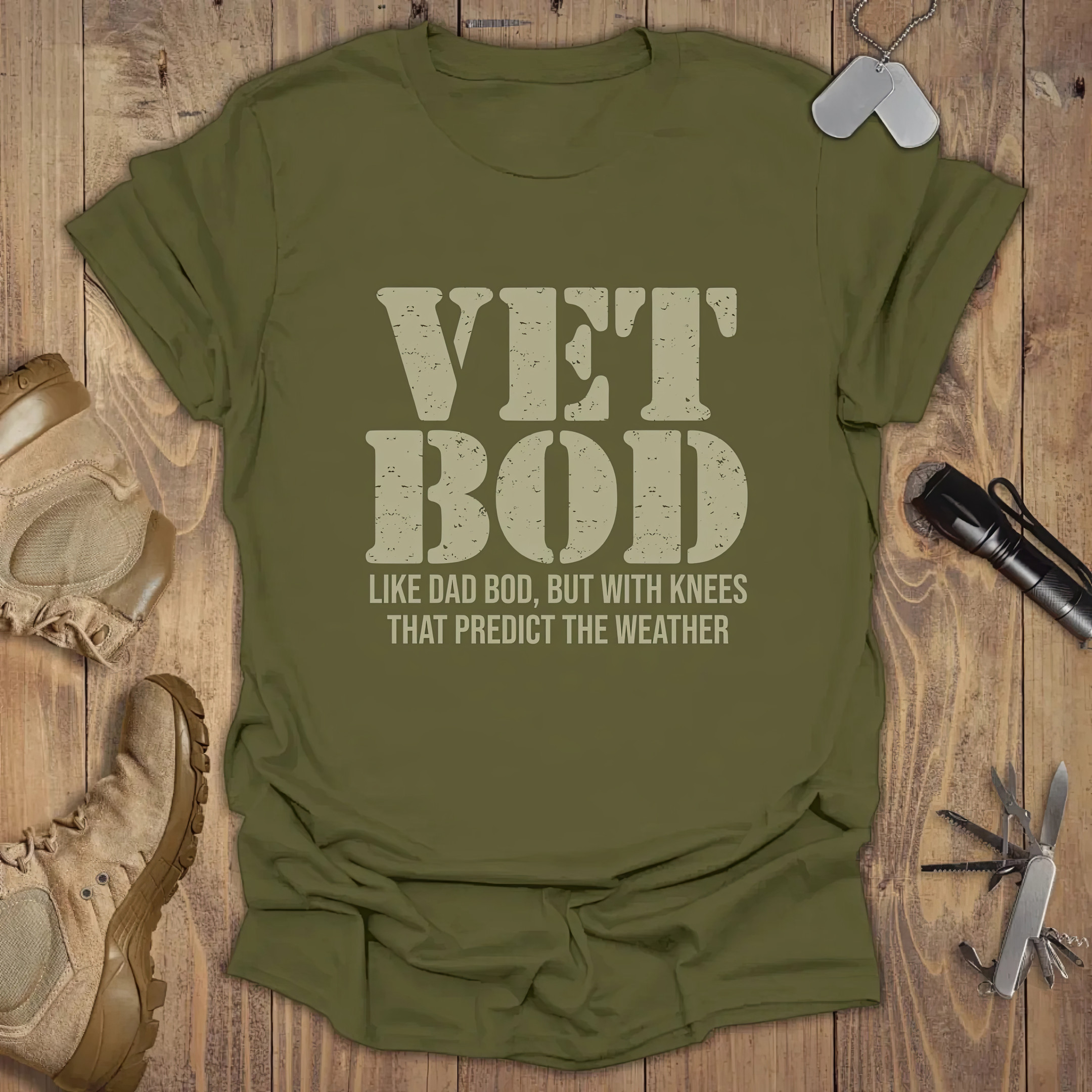 Vet Bod Like Dad Bod But With Knees Shirt Veteran Day T-Shirt Dad Gifts