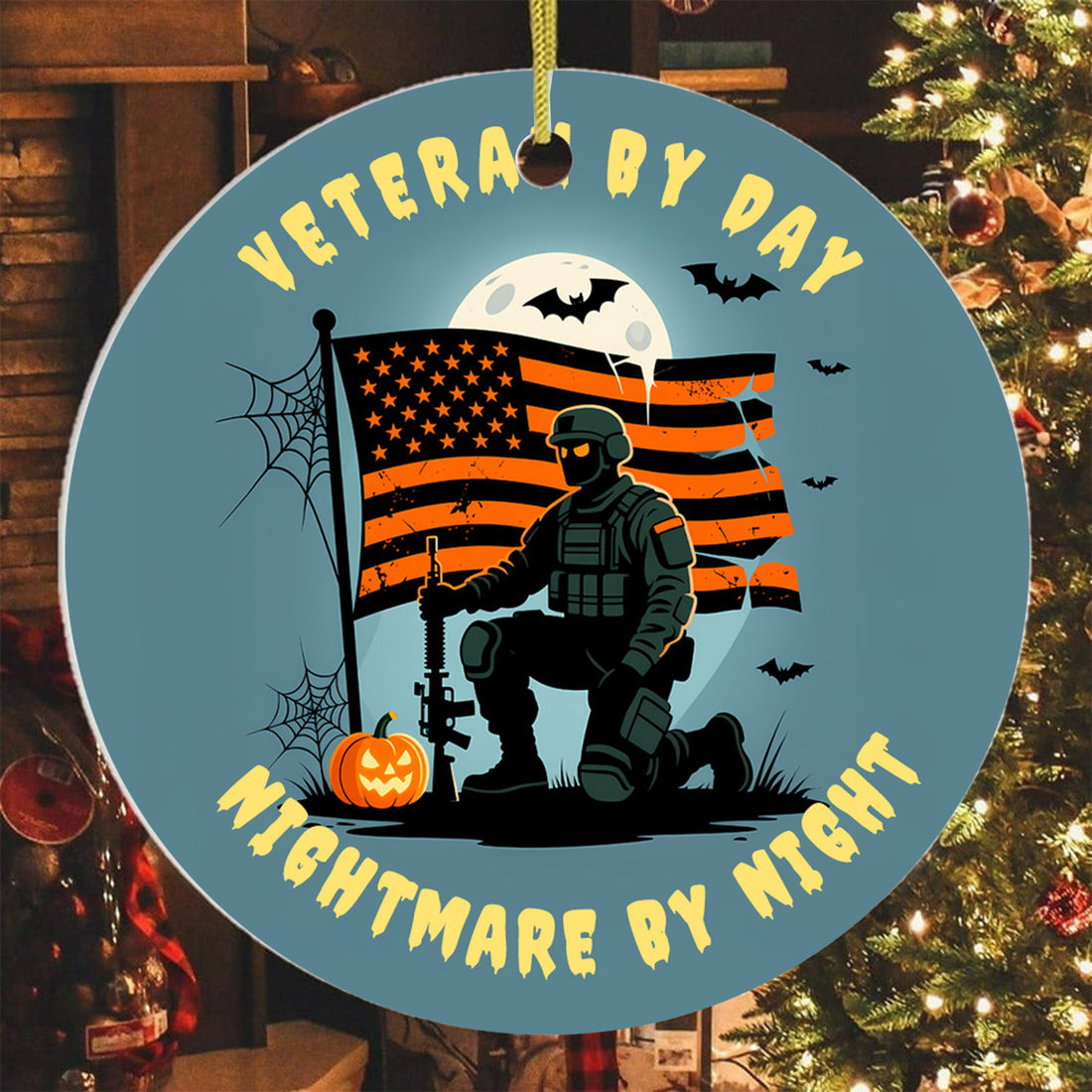 Veteran By Day Nightmare By Night Halloween Ornament Haunted Veteran Themed Halloween Gift Ideas