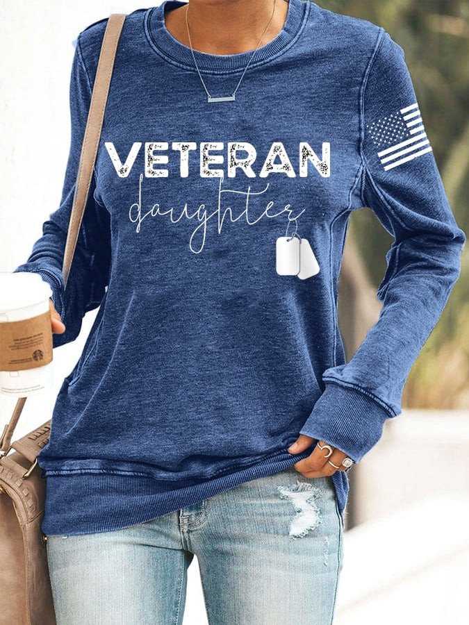 Veteran Daughter American Flag Sweatshirt DD 214 Clothing Gifts For Enthusiasts