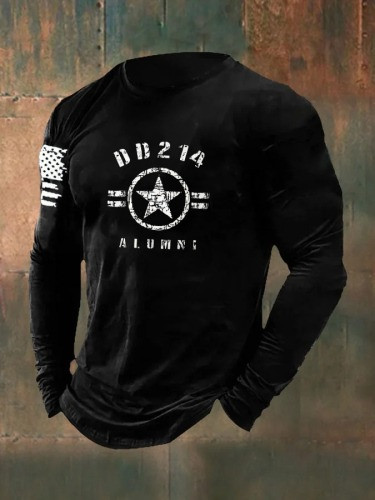 Veteran DD 214 Alumni Long Sleeve Shirt American Flag Military Apparel Gifts For Dad
