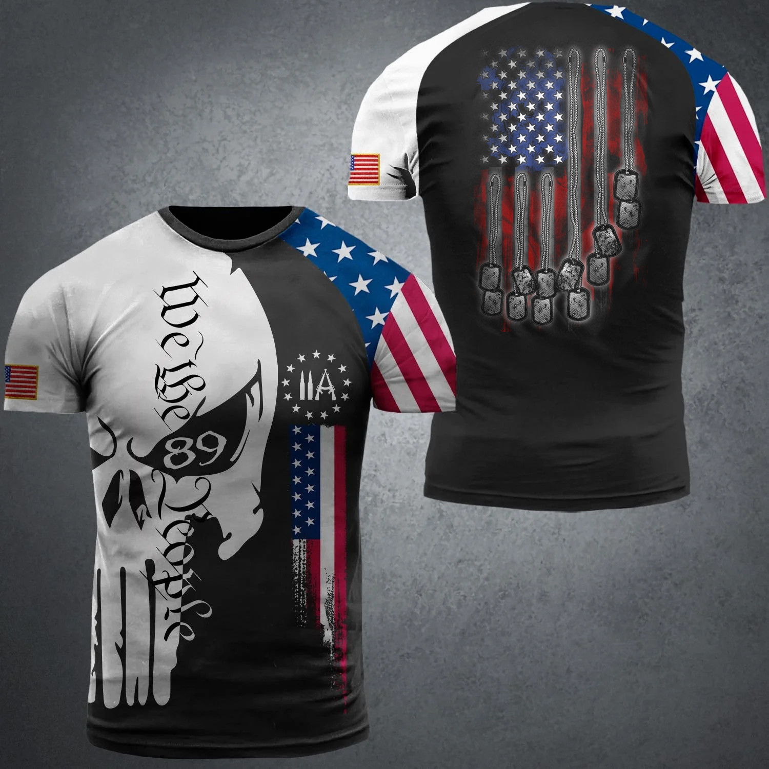 Veteran Dog Tag American Flag Shirt We The People Honor Patriot Veteran's Day Clothing